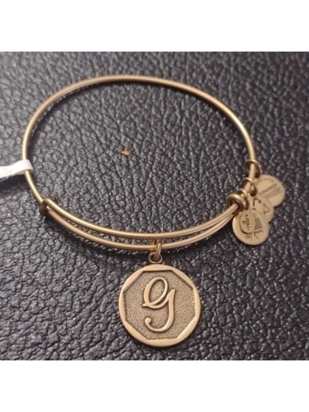 Alex and Ani Gold Tone Charm Bangle Bracelet Initial G New Old Stock 2014
